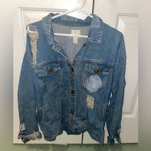 Distressed jean jacket